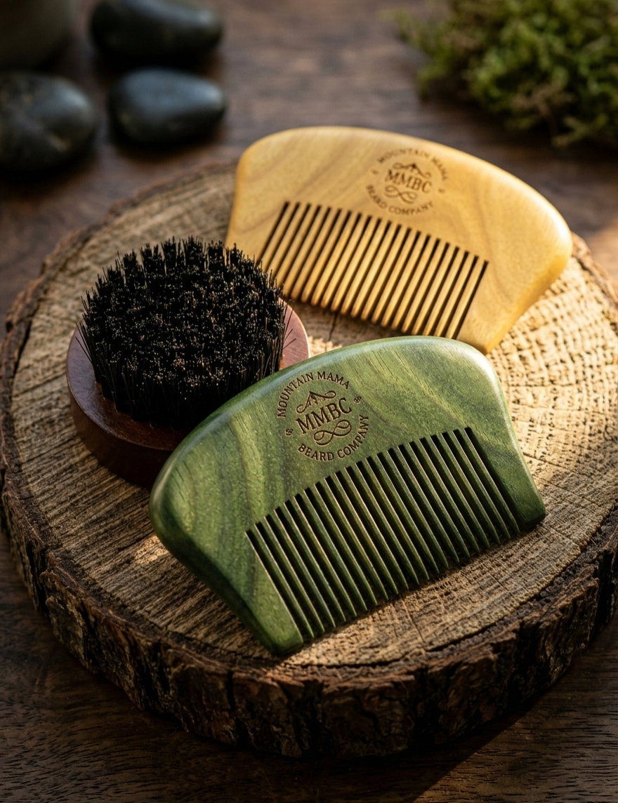 Mountain Mama Green Sandalwood Beard Comb